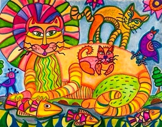 Folk art canvas painting by Robbin Robertson