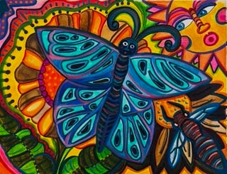 Folk art canvas painting by Robbin Robertson